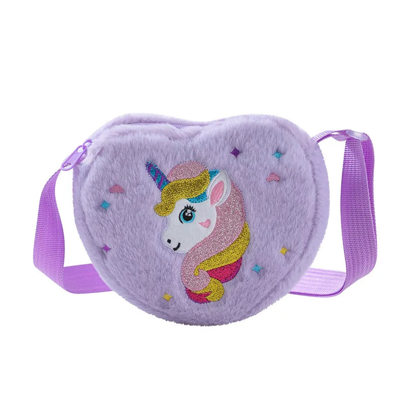 New in stock Plush Loving Heart Storage Children's Cartoon Shoulder Bag Cute Girl's Daily Wear Crossbody