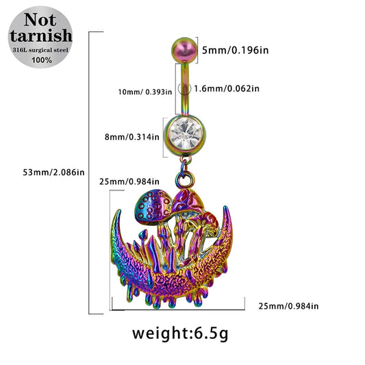1 Piece Belly Rings Retro Funny Punk Star Heart Shape Butterfly 304 Stainless Steel 316 Stainless Steel Alloy Asymmetrical Hollow Out Inlay Resin Glass Gold Plated Silver Plated