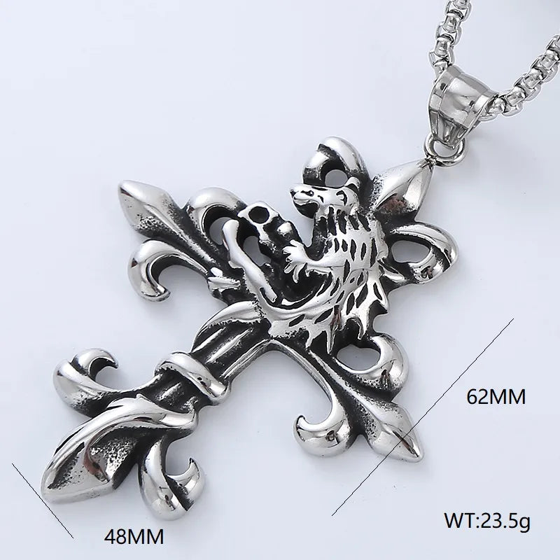 punk cross stainless steel men's pendant necklace