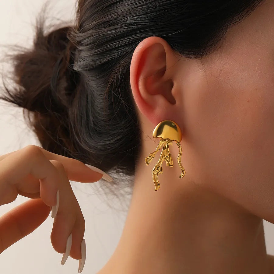 1 Pair Elegant Novelty Streetwear Jellyfish 304 Stainless Steel Imitation Gold Drop Earrings