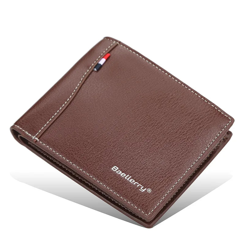Men's Solid Color Pu Leather Flip Cover Long Wallets