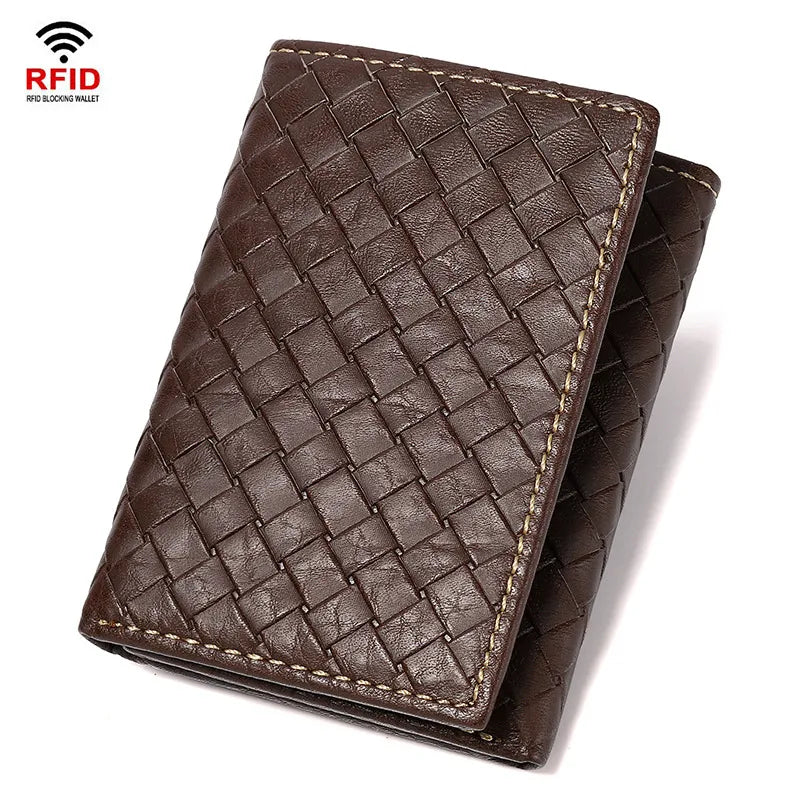 men's solid color leather buckle small wallets