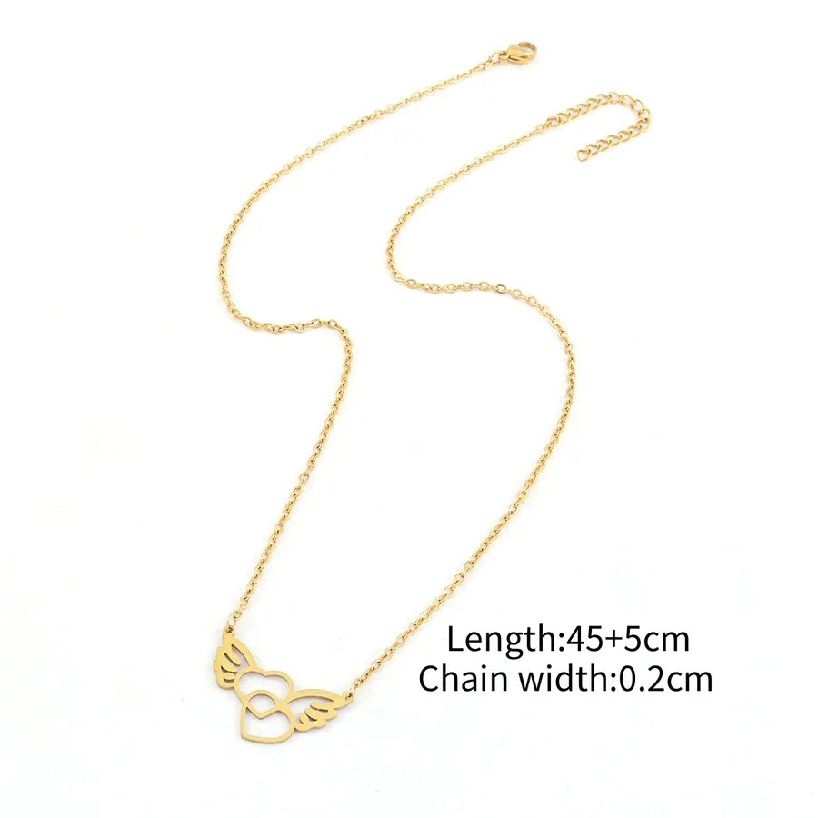Wholesale Jewelry Simple Style Classic Style Heart Shape 201 Stainless Steel 304 Stainless Steel cable chain Pendant Necklace