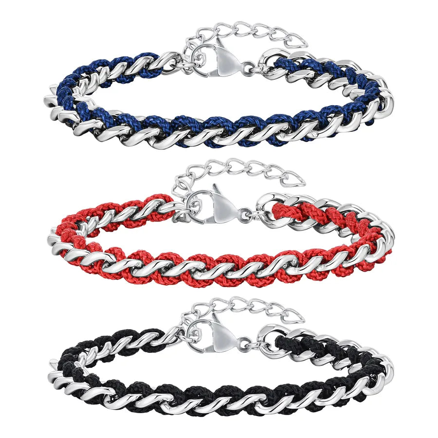 Casual Simple Style Solid Color 201 Stainless Steel Nylon Braid Men's Bracelets
