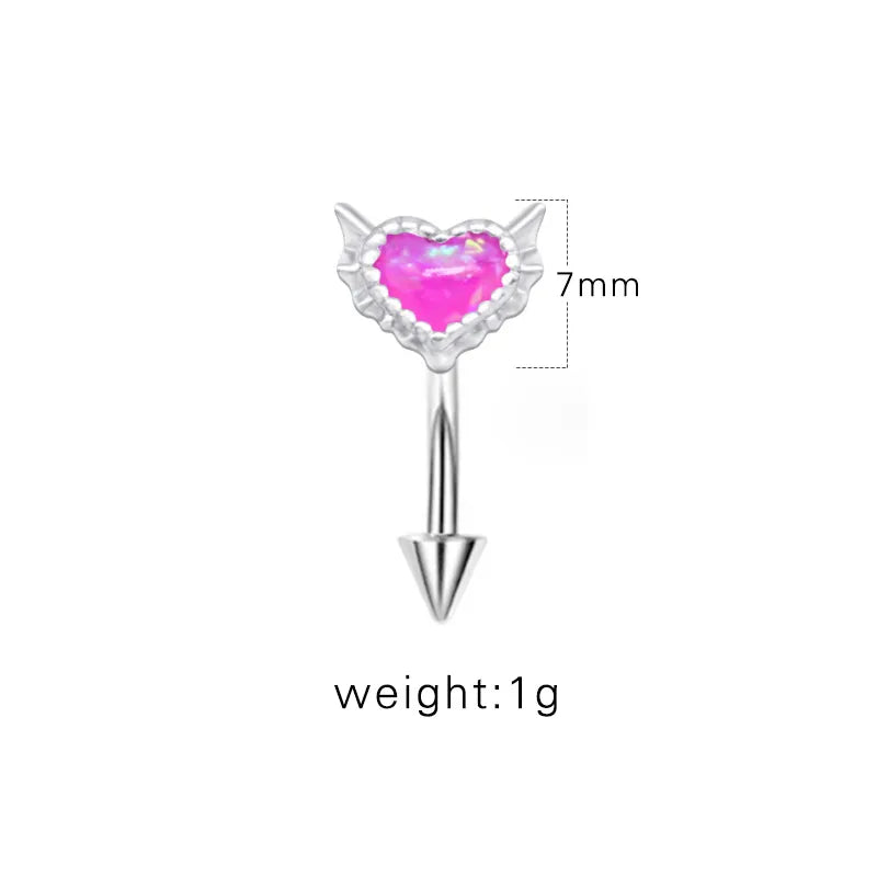 1 Piece Eyebrow Studs Sexy Sweet Heart Shape 316L Stainless Steel Copper Plating Inlay Acrylic White Gold Plated