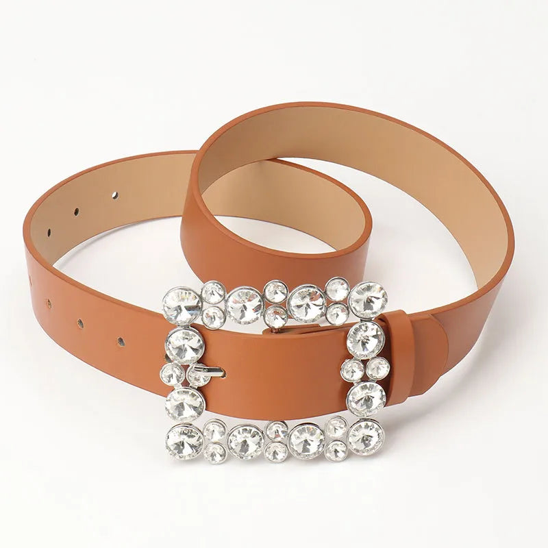 Elegant Basic Simple Style Solid Color Imitation Leather Alloy Plating Women's Leather Belts