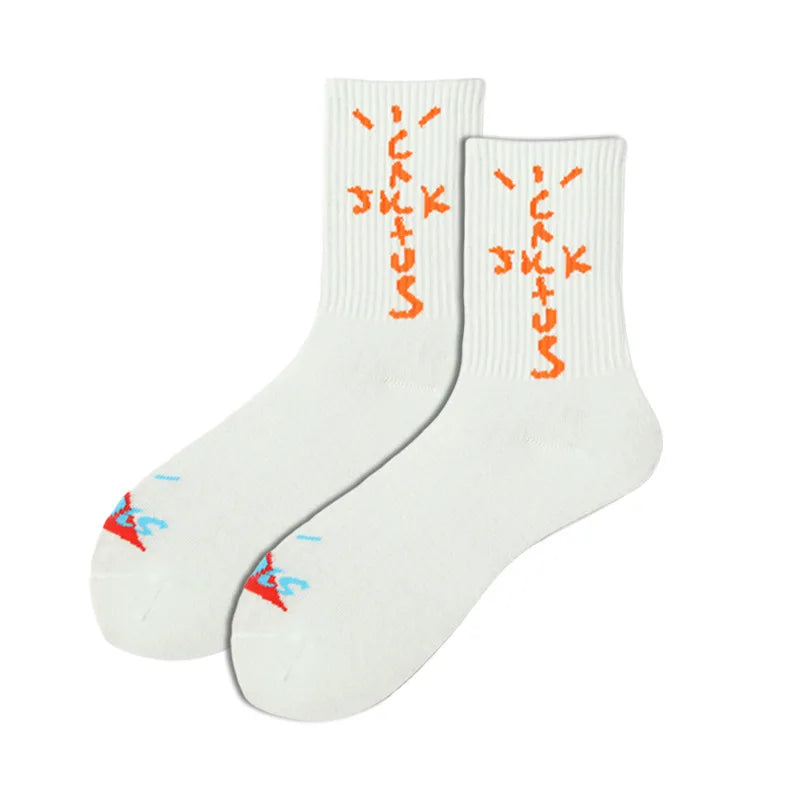 unisex casual letter cotton crew socks a pair