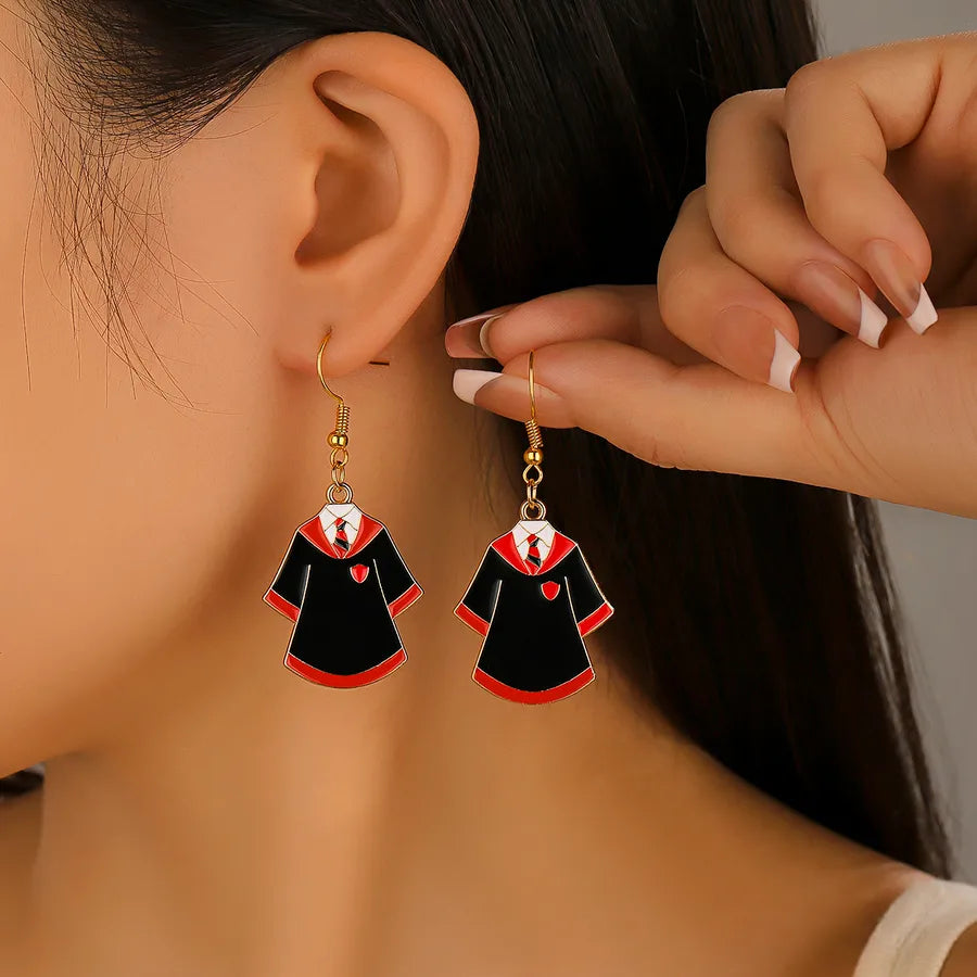 Fashionable Red Blue Green Drop Oil Ear Hooks Alloy Jewelry Earrings New Arrival Street Style Weekend Travel Graduation Stage