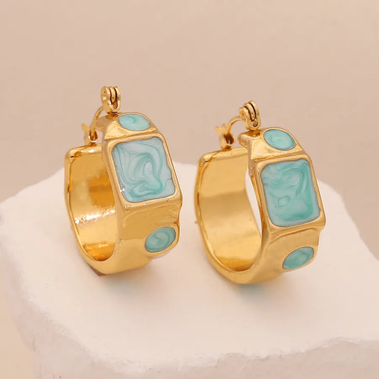 1 Piece Elegant Glam Romantic Geometric Square 304 Stainless Steel Earrings