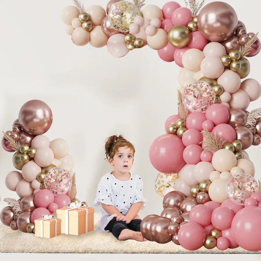 Retro Rose Gold Balloon Chain Wedding Party Team Bride Decoration Prop Balloon Set Atmosphere Decor Latex Material For Valentine's Day Birthday Camping