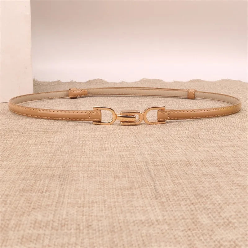 sweet solid color pu leather alloy women's leather belts