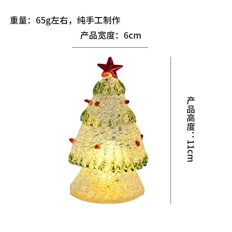Zibo Lushila Glass Frosted Christmas Tree Craftwork Decorations Home Office Desktop Decoration Festive Season Gift