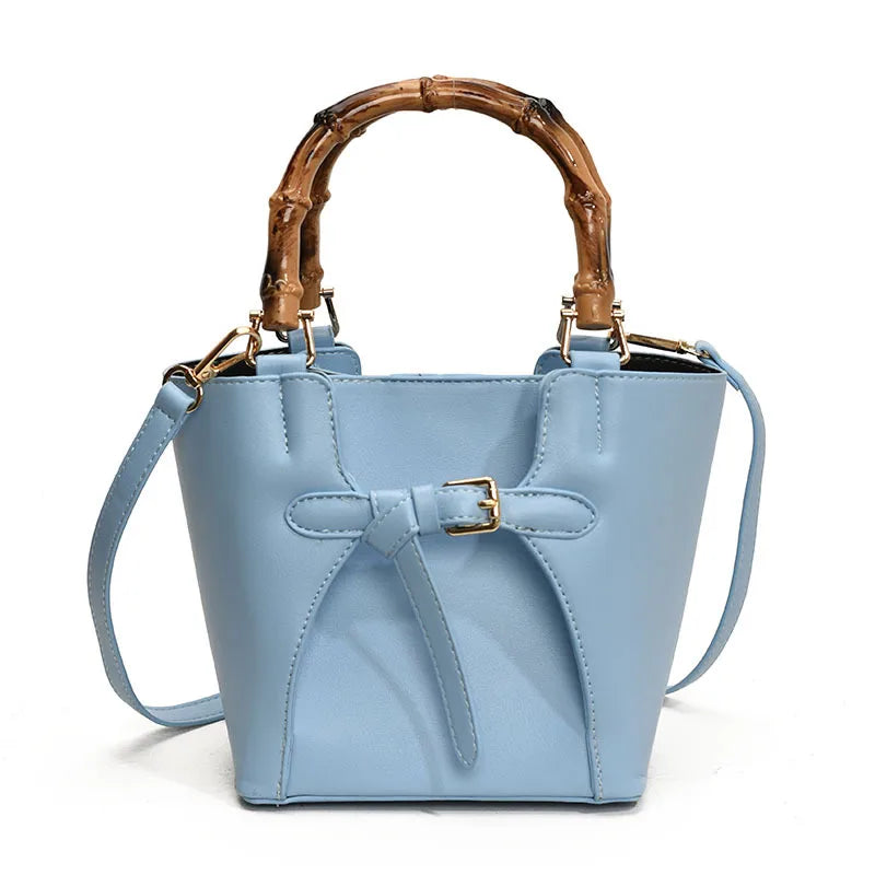Women's Small Pu Leather Solid Color Streetwear Bucket Magnetic Buckle Handbag Crossbody Bag