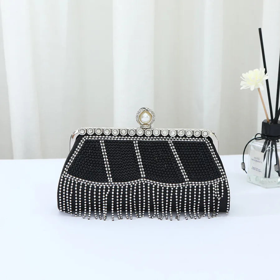 Heavy Industry Tassel Evening Bag Diamond-inlaid Pearl Chinese Cheongsam Handbag Holiday Wedding Dress Bag Banquet Bag