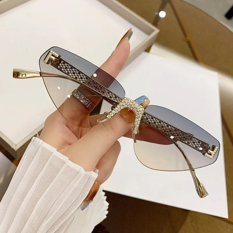 Elegant Basic Solid Color Ac Special-Shaped Mirror Frameless Women's Sunglasses