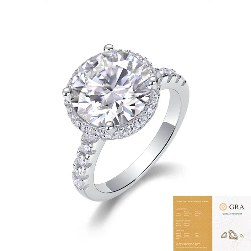 Moissanite 925 Sterling Silver Rings GRA Certificate Geometric Rings