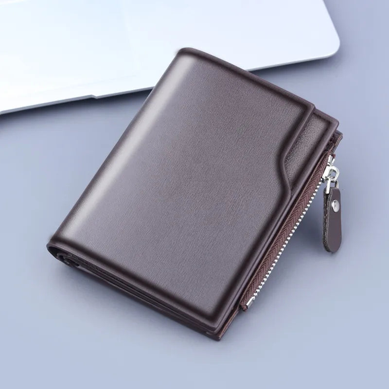 men's solid color pu leather zipper wallets