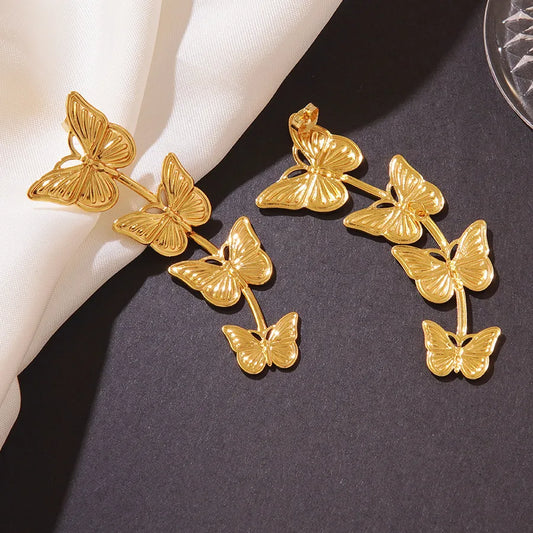 1 Pair Sweet Classic Style Streetwear Butterfly Butterfly 304 Stainless Steel Imitation Gold Drop Earrings