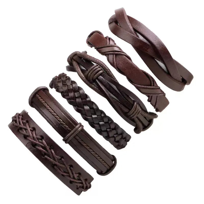 Non-Mainstream Personalized Bracelet Vintage Weave Multi-Layer Six-Piece Bracelet Stall Ornament Wholesale Random Combination
