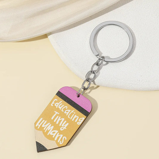 1 Piece Cute Letter pencil Wood Teachers' Day Unisex Keychain