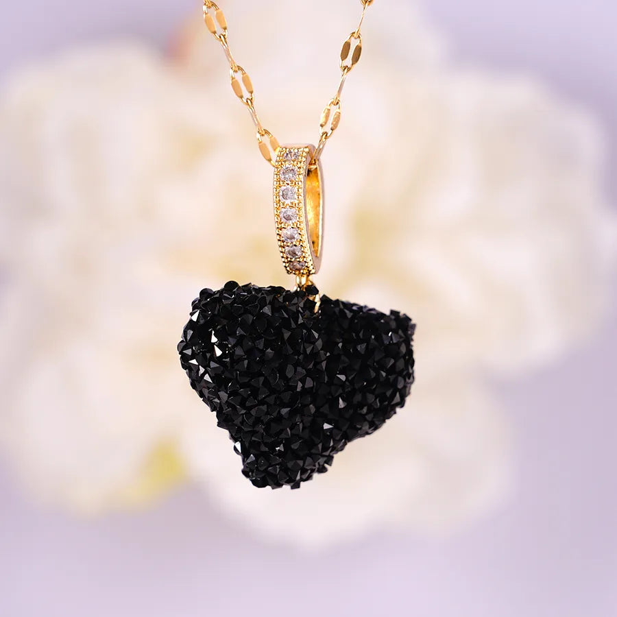Wholesale Jewelry Cute Sweet Heart Shape 304 Stainless Steel Copper cable chain Pendant Necklace