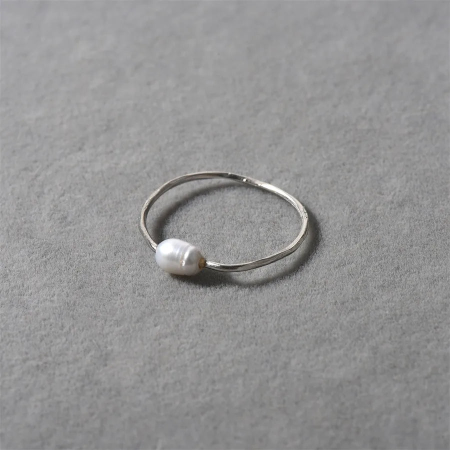 Elegant Simple Style Geometric Freshwater Pearl Brass 18K Gold Plated Rings In Bulk