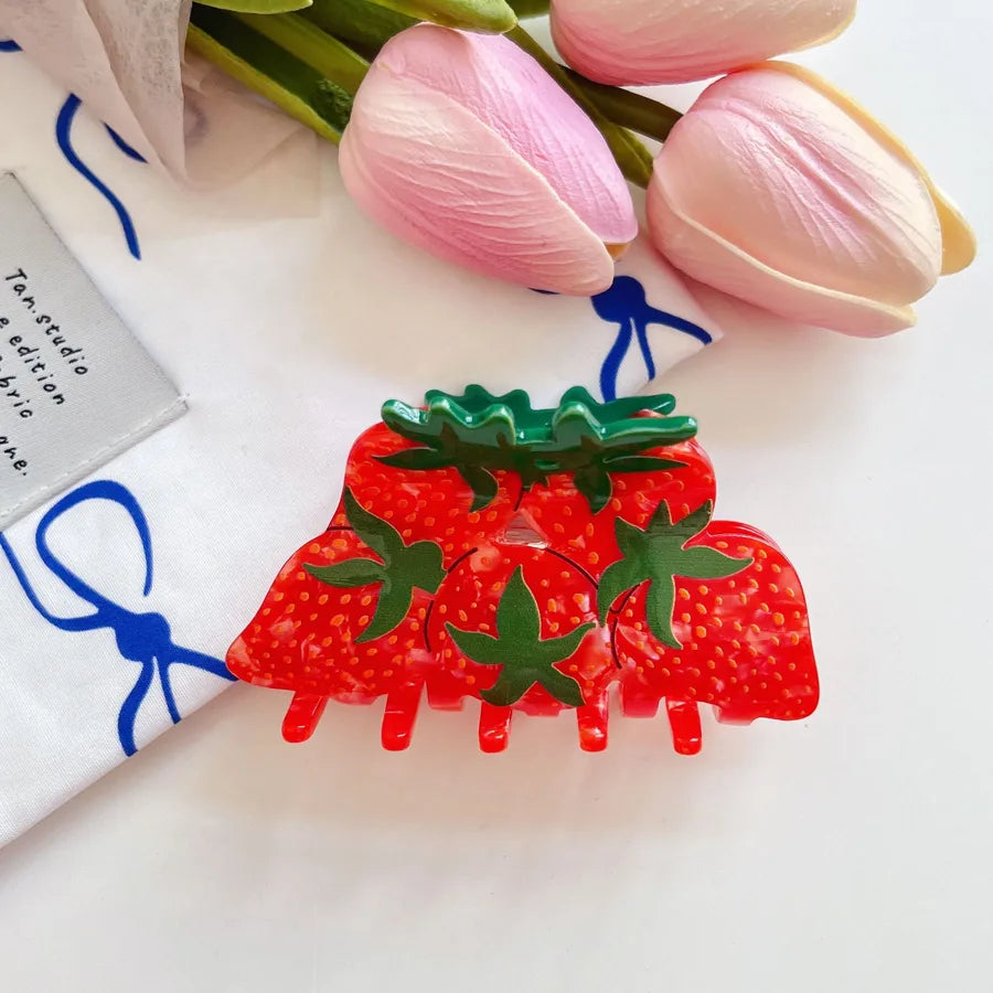 Cute Women's Fruit Strawberry Acetic acid sheets Hair Claws