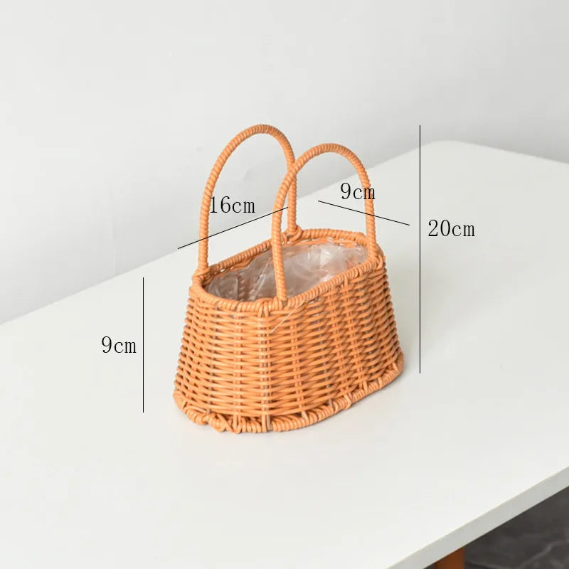 Women's Plastic Iron Solid Color Pastoral Round Square Open Handbag