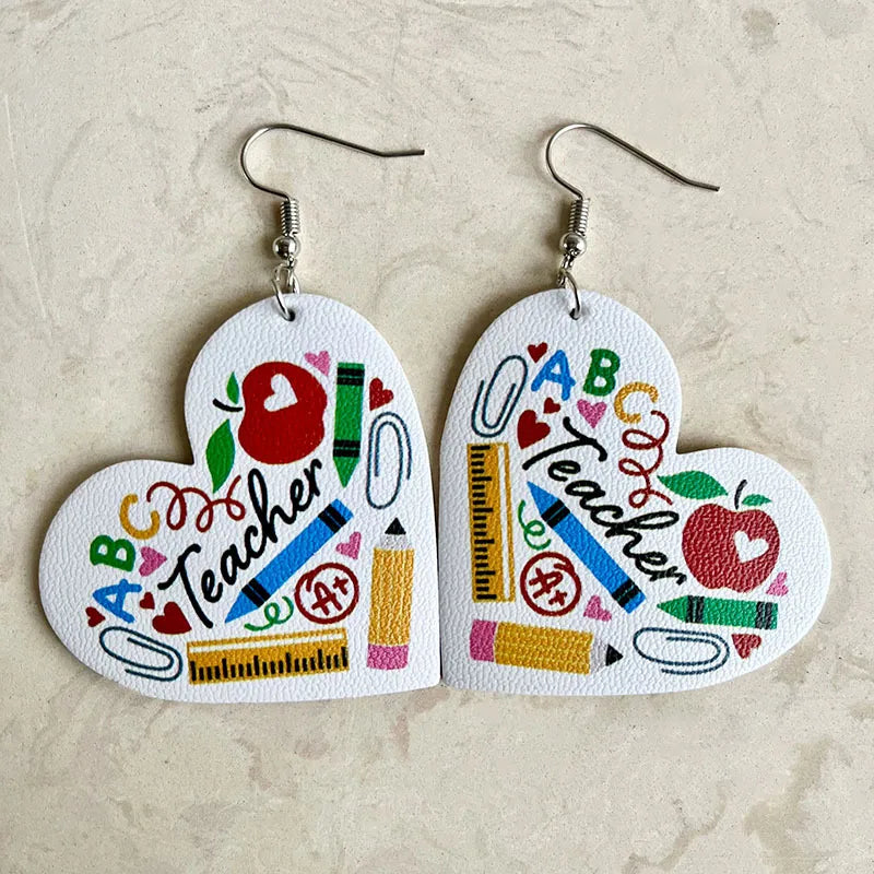 1 pair novelty simple style letter heart shape pu leather ear hook