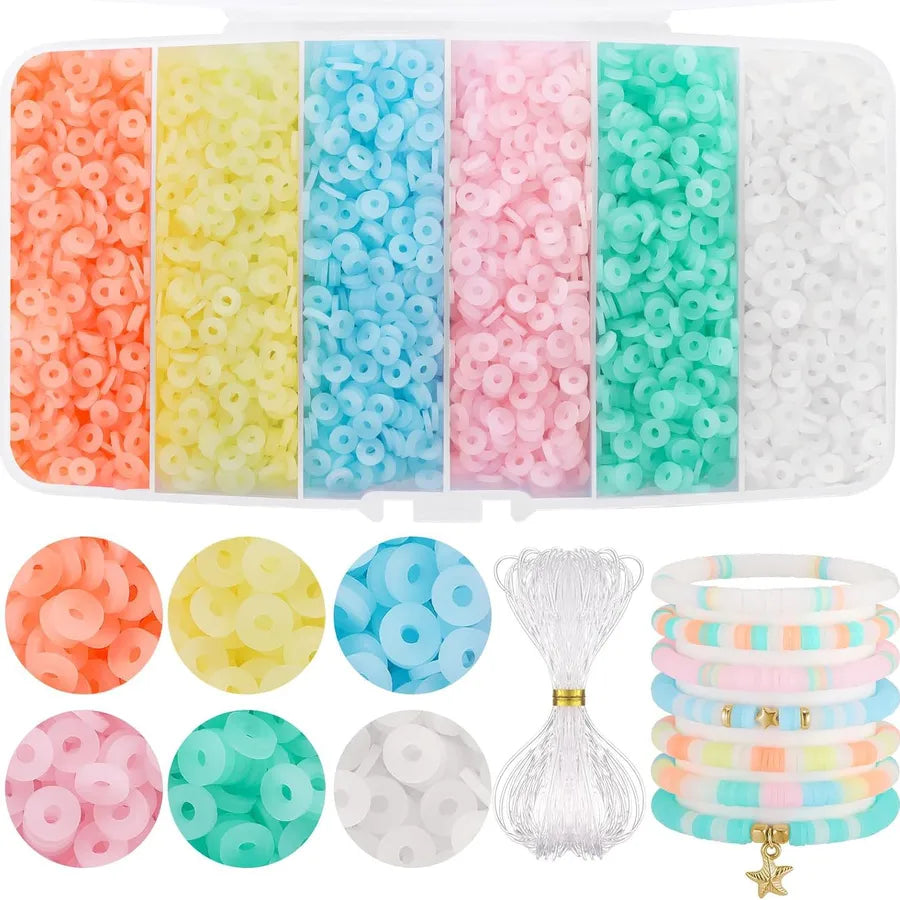 1 Set Glass soft clay Letter Solid Color Beads Rope