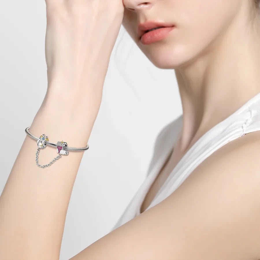 1 Piece 925 Sterling Silver Zircon Gloves Sock Rope Chain Spacer Bars Jewelry Accessories