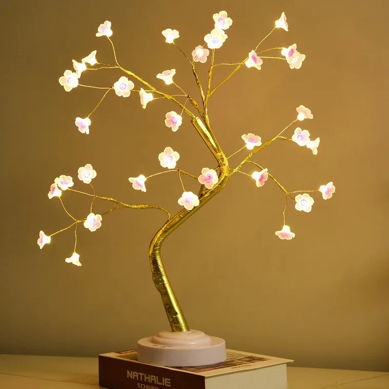Living room bedroom decoration indoor decoration atmosphere night light LED copper wire light DC wire battery box luminous tree light