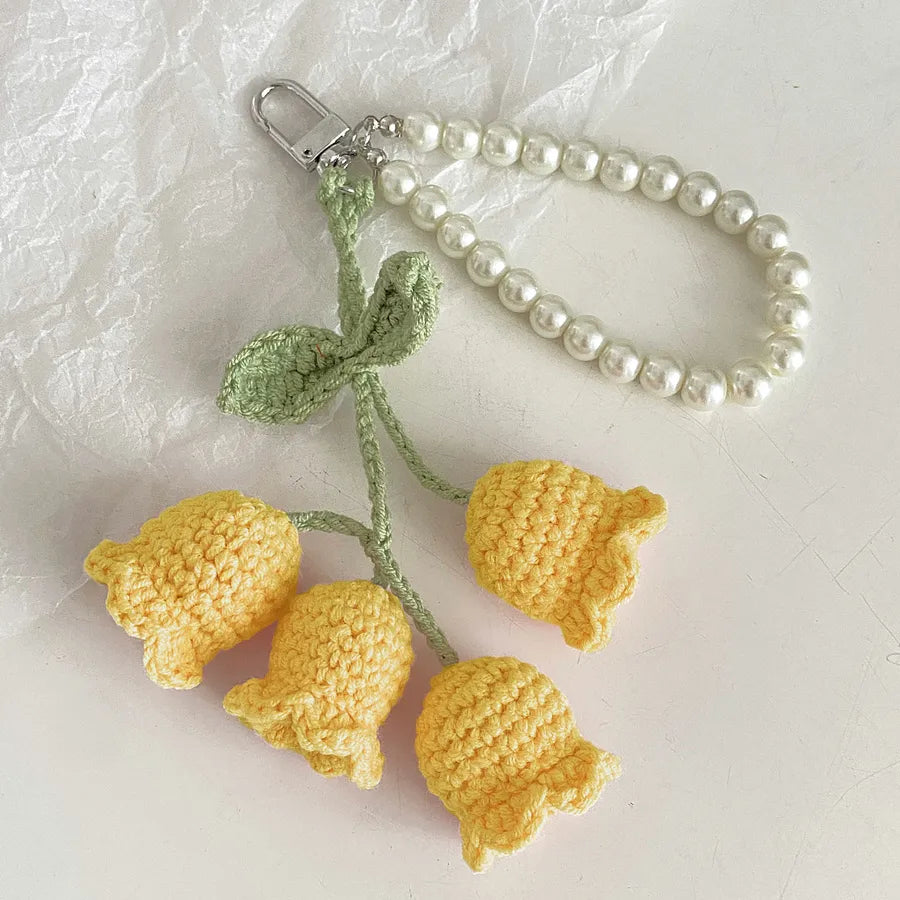 Cute Flower yarn Women's Keychain
