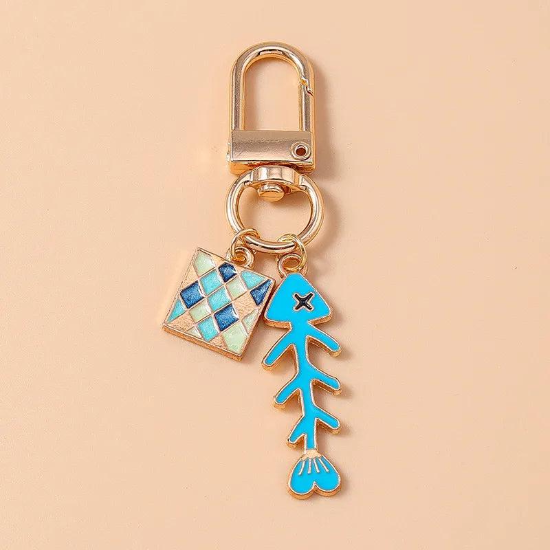 Cute Simple Style Commute Fish Bone Alloy Keychain