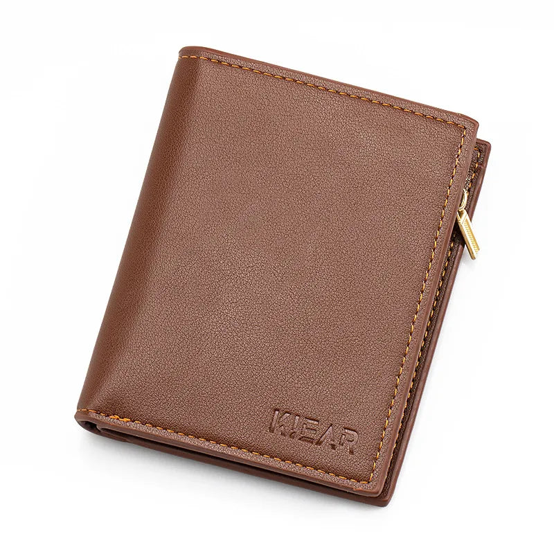 Men's Solid Color Pu Leather Black Flip Cover Wallets