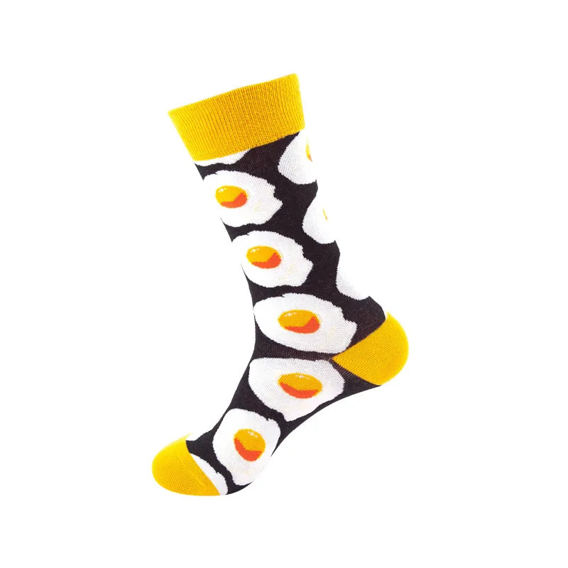 Halloween Modern Style Men's Printing Poached Egg Skull Cotton Ankle Socks A Pair