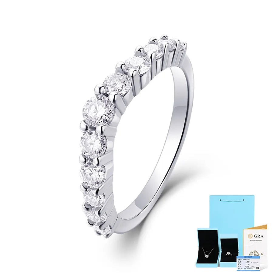 925 Sterling Silver Moissanite Geometric Rings GRA Certificate