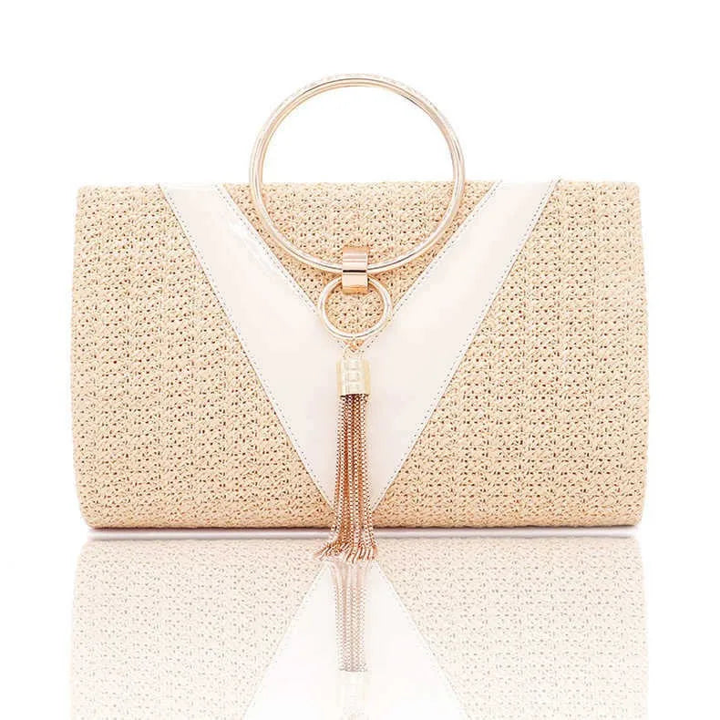 Women's Straw Geometric Elegant Streetwear Square Magnetic Buckle Handbag Evening Bag Straw Bag