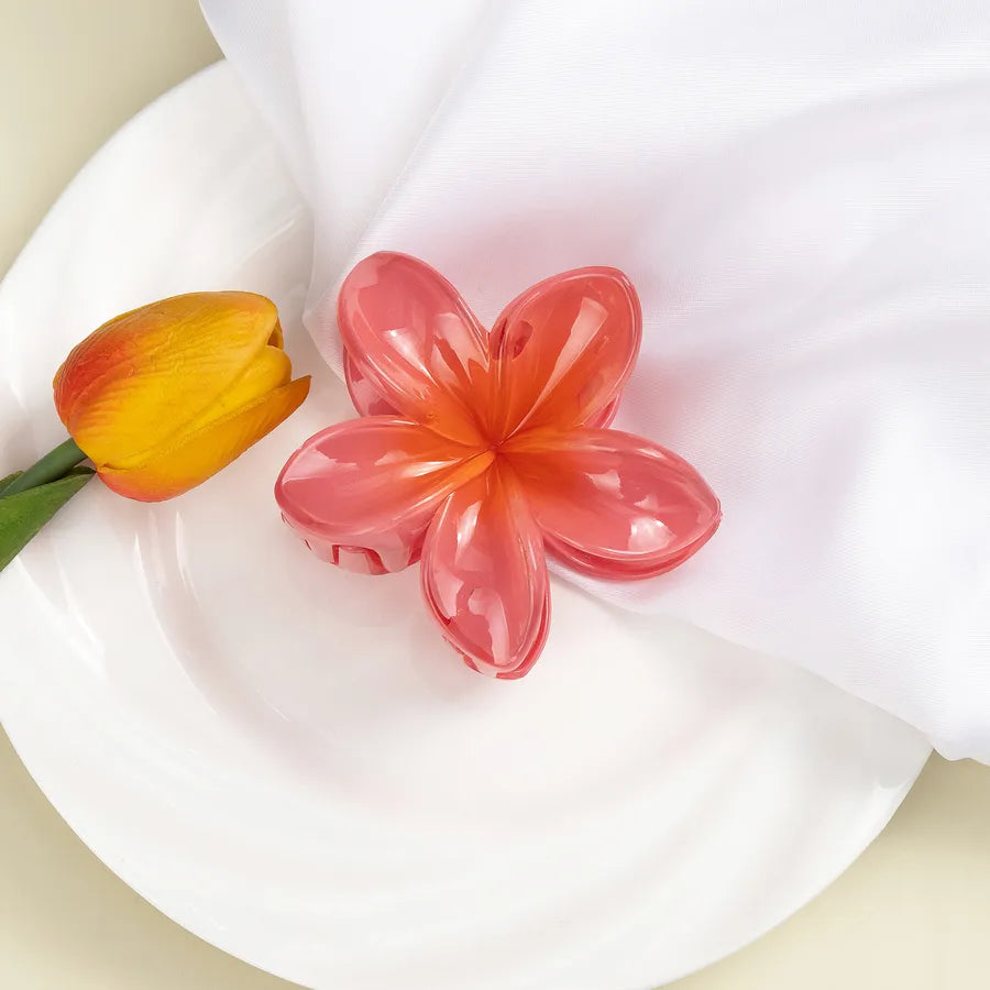 Cute Women's Plumeria Plastic Resin Stoving Varnish Hair Claws