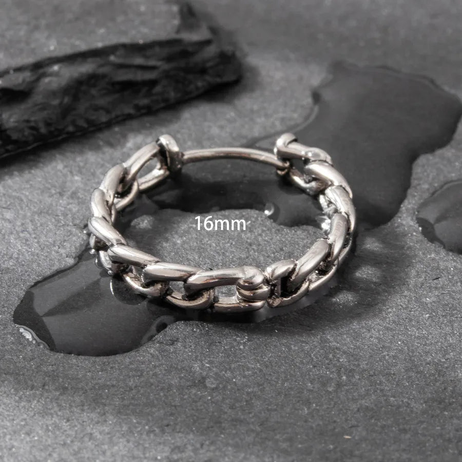 1 Piece Hip-Hop Vintage Style chain 316 Stainless Steel Hoop Earrings