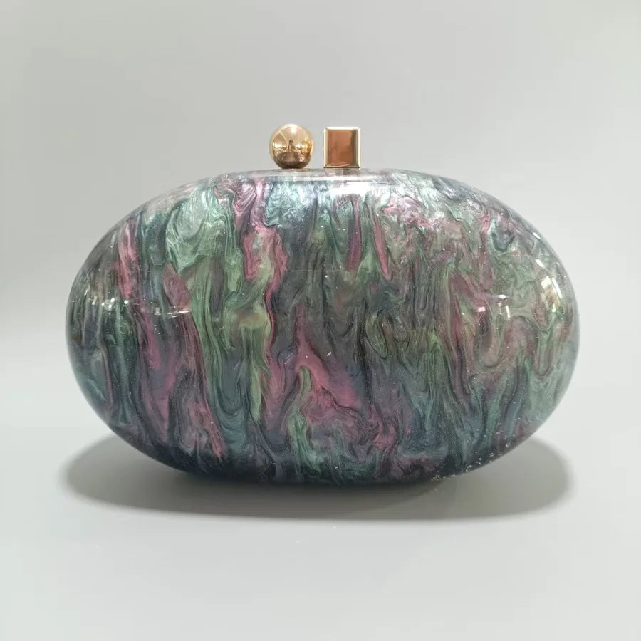women's arylic tie dye vintage style shell lock clasp shoulder bag crossbody bag