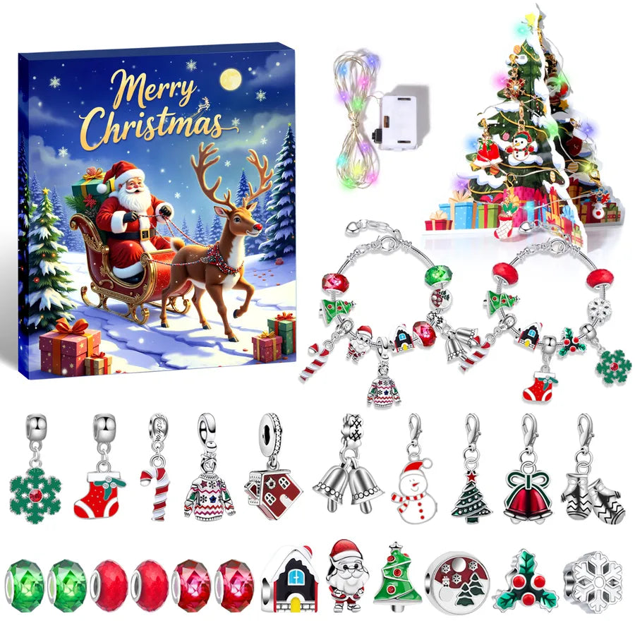 Children's Christmas DIY Crystal Bracelet Set Festive Jewelry Accessories Zinc Alloy Ethnic Style Girls Bracelets Gift