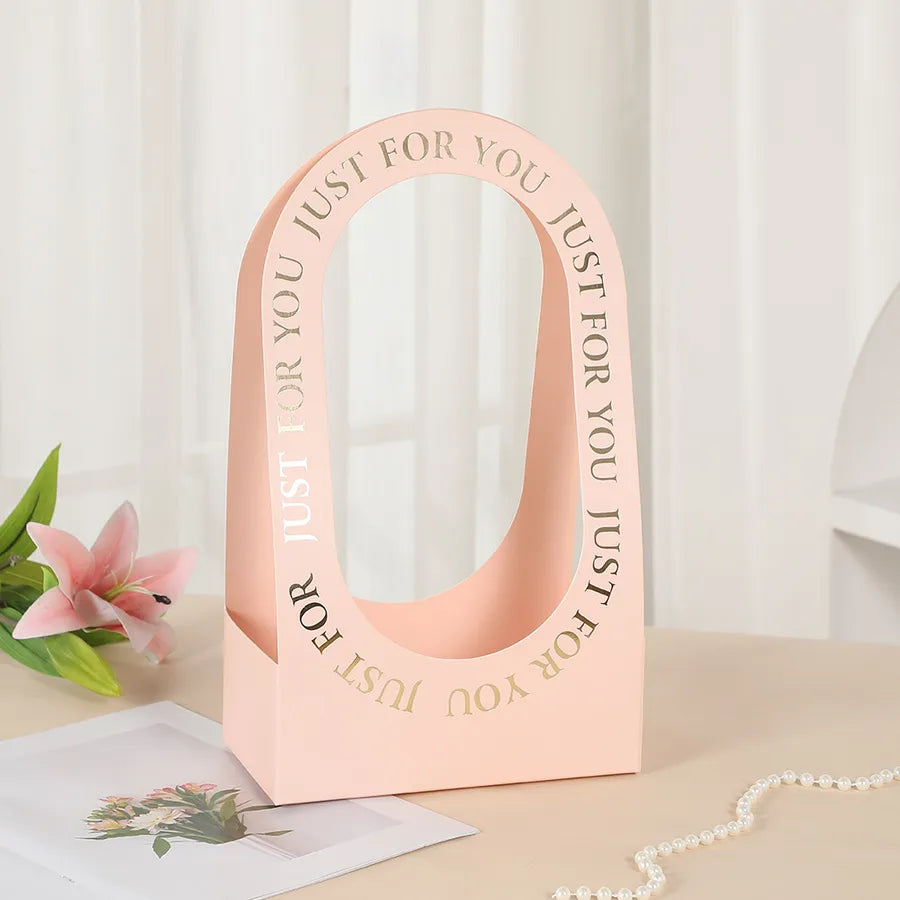 Foldable Handheld Paper Flower Basket Hollow Out Design Valentine's Day Bouquet Box Ins Style Birthday Gift Packaging Box