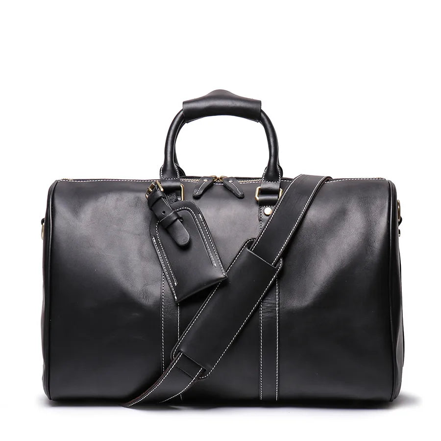Luojia Men's Genuine Leather Travel Bag Crazy Horse Leather Duffel Bag Top Layer Cowhide Retro Large Capacity Crossbody Bag Trendy