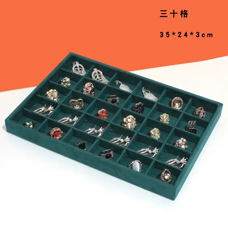 Dark Green Jewelry Necklace Box Ring Bracelet Jade Storage Box Bangle Pendant Display Props Earring Jewelry Tray