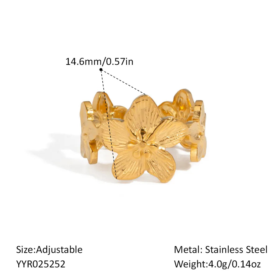 Wholesale Jewelry Elegant Hawaiian Beach Starfish Shell 304 Stainless Steel 18K Gold Plated Polishing Plating Open Rings
