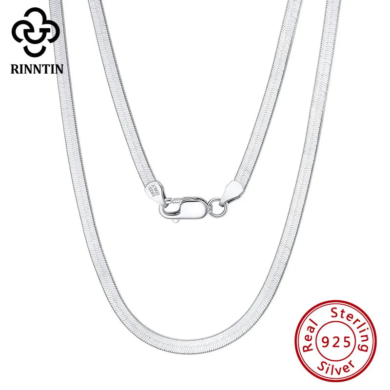 925 Sterling Silver snake chain Plating Solid Color Necklace
