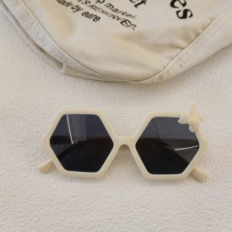 Cute Sweet Solid Color Resin Polygon Full Frame Kids Sunglasses