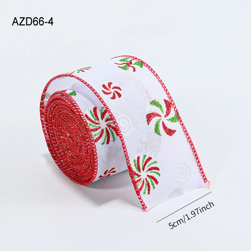 Christmas Cartoon Snowman Printed Decorative Ribbon Fabric Tree Flower Ring Gift Butterfly Knot Decorations Bohemian American Style
