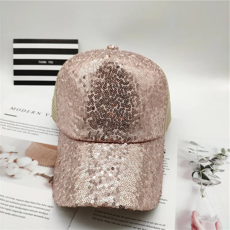 Hat Women's Spring and Autumn Korean Style Trendy Student Street Sequin Cap Casual Fashion Summer Sunscreen Baseball Cap